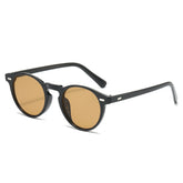 (6 PACK) Wholesale Sunglasses New Arrival Vintage Round Fashion Classic Unisex 2025 - BulkSunglassesWholesale.com - Black Frame Tea Lens